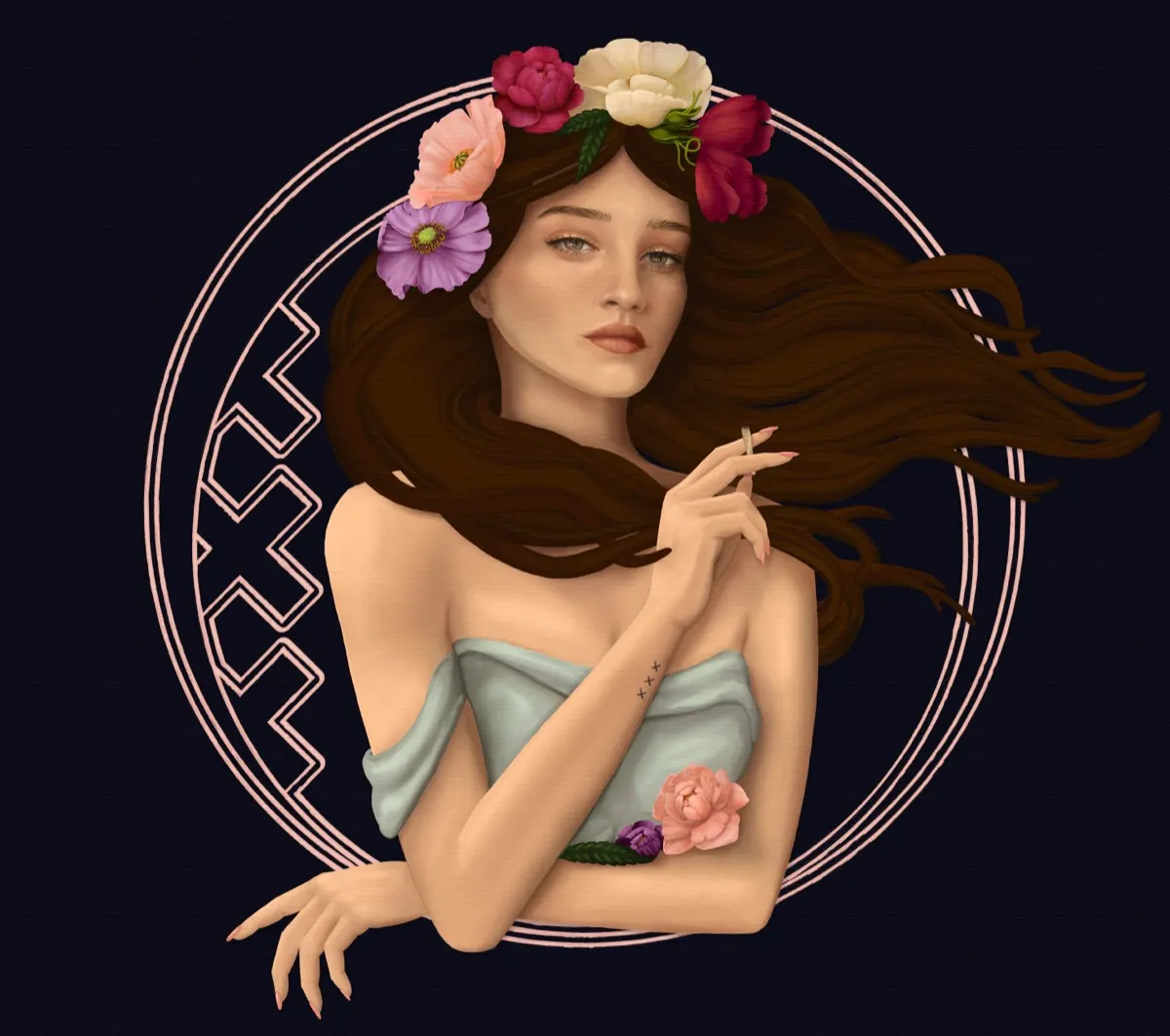 The art nouveau poppy illustration from the De Kade interior
